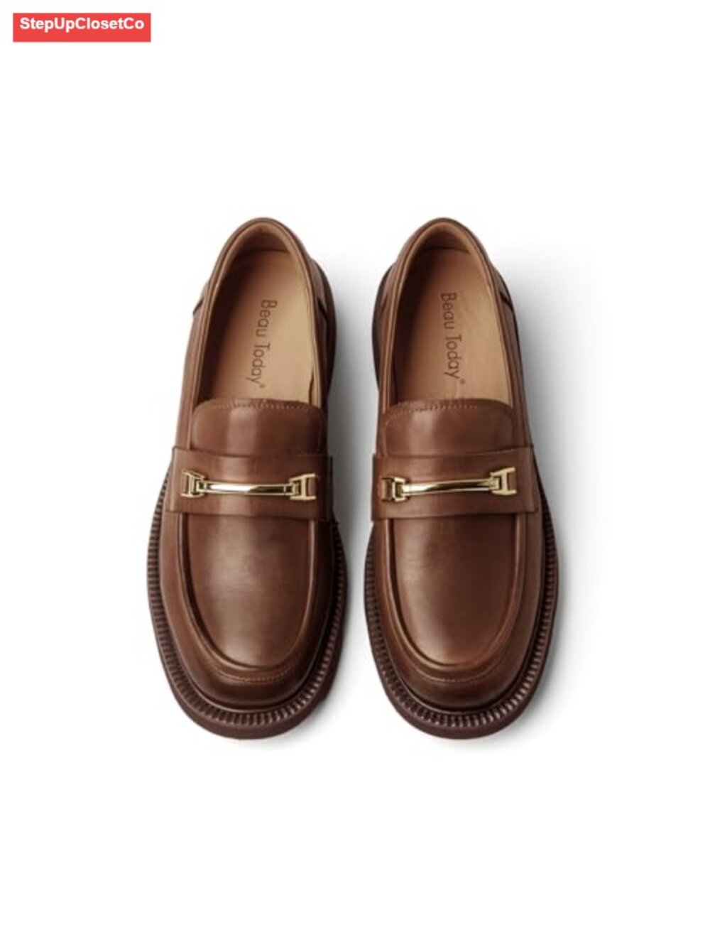Genuine Leather Penny Loafers Chunky Platform Slip On Business Office Shoes